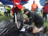 Regional Final winner Tim van de Molen carries out some maintenance on a Honda bike.